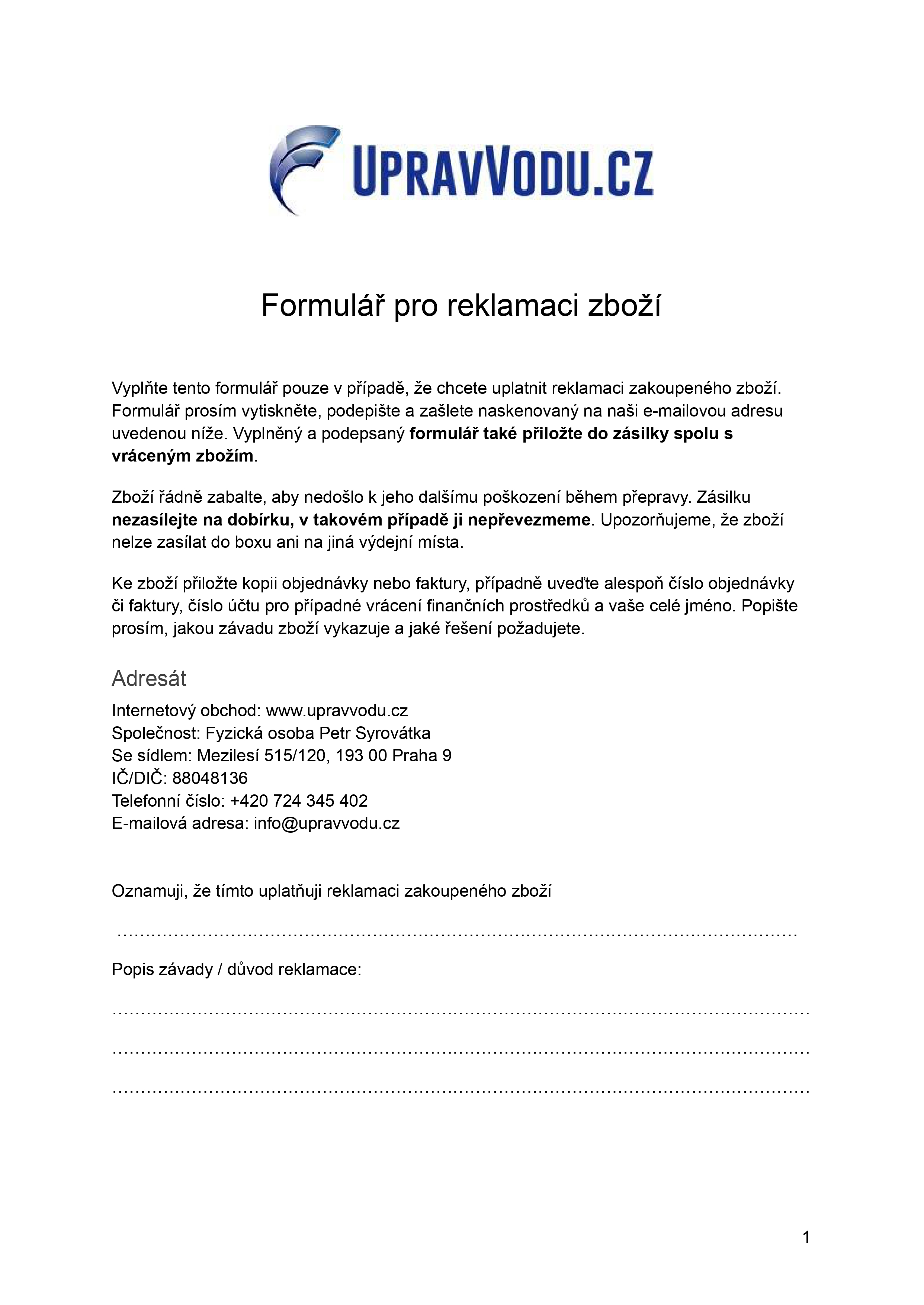 Formulář pro reklamaci zboží - Upravvodu.cz (1)_page-0001